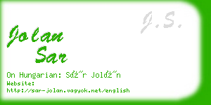 jolan sar business card